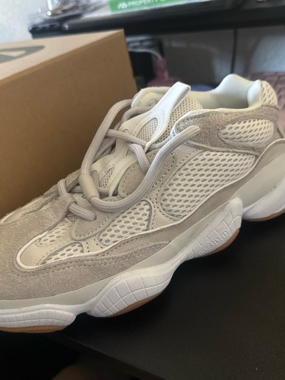 adidas Yeezy Lightweight Sneaker in Beige and Cream - Picture 3 of 6